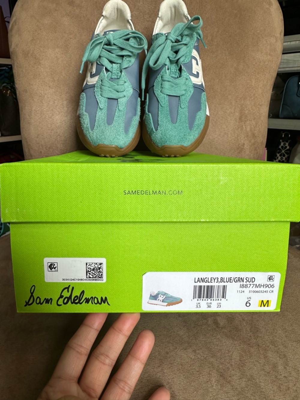 Sam Edelman Langley3 Light Teal & Blue Casual Sneakers New in Box - Picture 5 of 10